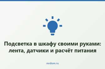 Подсветка в шкафу своими руками: лента, датчики и расчёт питания