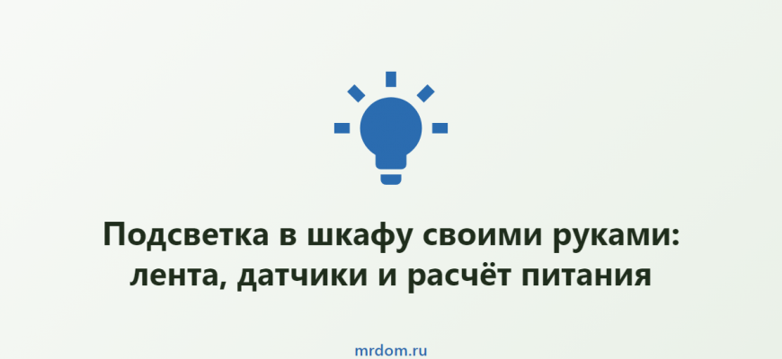 Подсветка в шкафу своими руками: лента, датчики и расчёт питания
