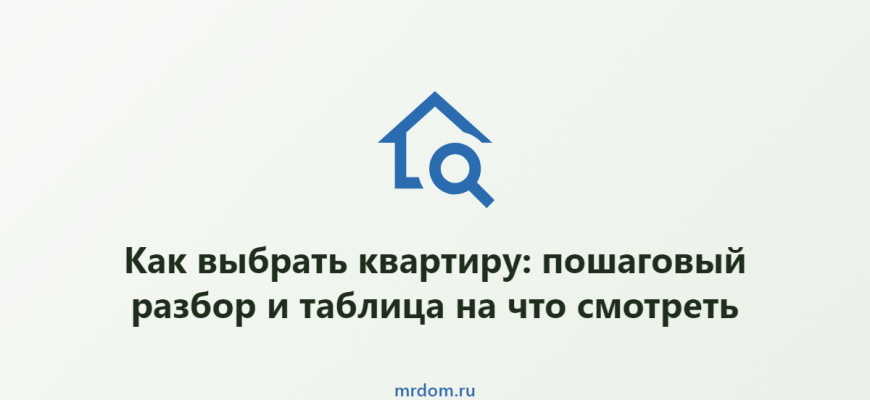 Как выбрать квартиру: пошаговый разбор и таблица на что смотреть