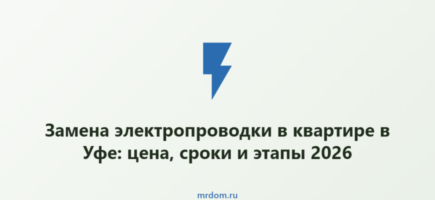 Замена электропроводки в квартире в Уфе: цена, сроки и этапы 2026